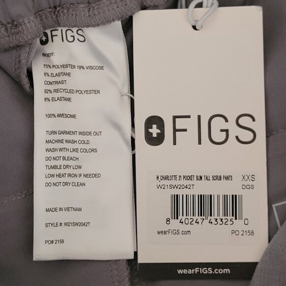 Figs Charlotte 21Pocket Slim Tall Scrub Pants Womens Size XXS Grey NWT - Picture 4 of 7
